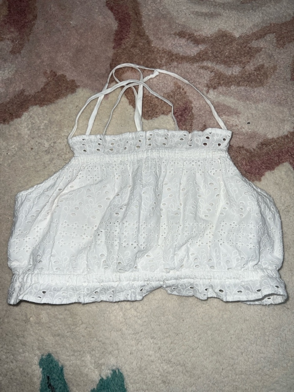 American Eagle Outfitters White Eyelet Halter Crop Top